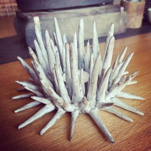 Sea urchin candle holder white