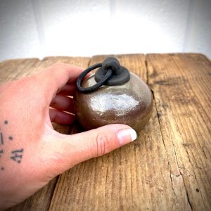 Raku box small brown