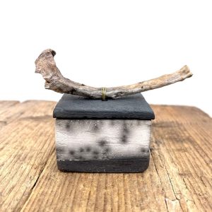 Raku box with driftwood