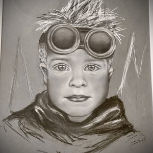 Teddy charcoal drawing