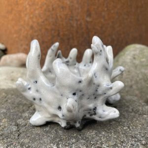 Raku coral candle holder