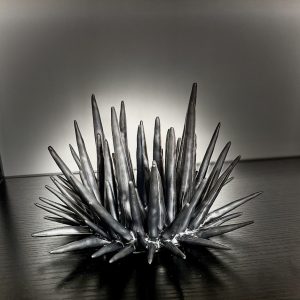 matte metallic grey seaurchin candle holder